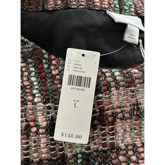 Anthropologie Tweed Fringe Blazer Women’s L Academia Neutral Boho Wool Blend NEW - Picture 7 of 7